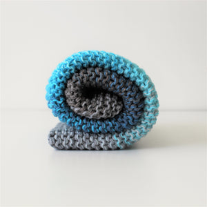 Knitted Baby Blanket - Ocean Blue