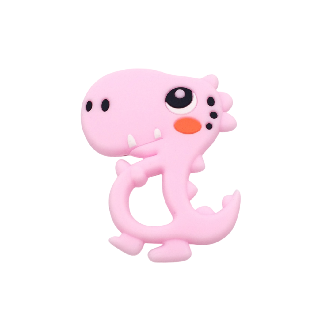 Silicone Dino Teether Pink – Little Fern