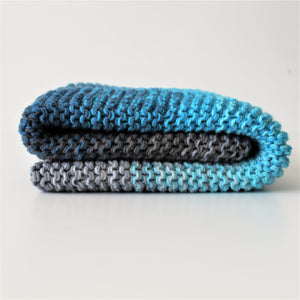 Knitted Baby Blanket - Ocean Blue